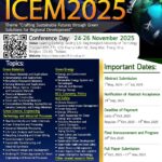 ขอเชิญส่งบทความวิจัยเข้าร่วมงานประชุมวิชาการนานาชาติด้านวัสดุเพื่อสิ่งแวดล้อม ครั้งที่ 16 : ICEM2025